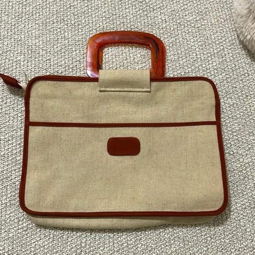 Vintage unbranded tote with Amber marble plastic handles